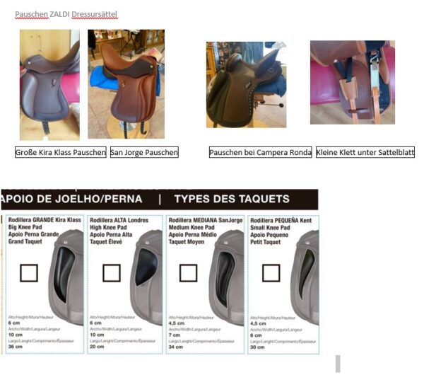 ZALDI KNEE PAD DRESSAGE SADDLES TO CHOOSE FROM AT NO EXTRA CHARGE