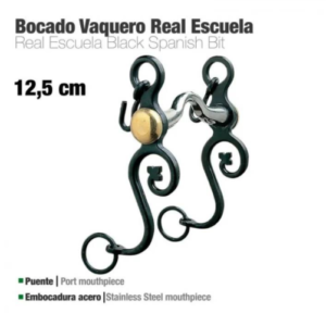 SPANISCHE VAQUERO KANDARE  REAL ESCUELA SCHWARZ BIT STAHLMUNDSTÜCK 12,5 cm
